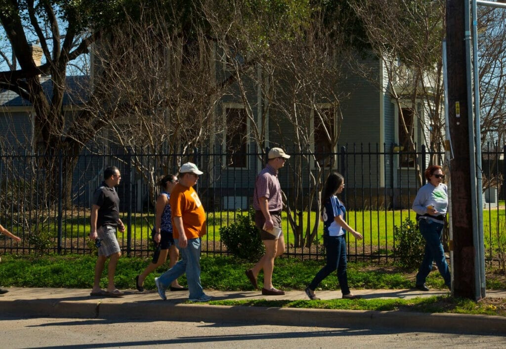 People walking on the Tejano Trail