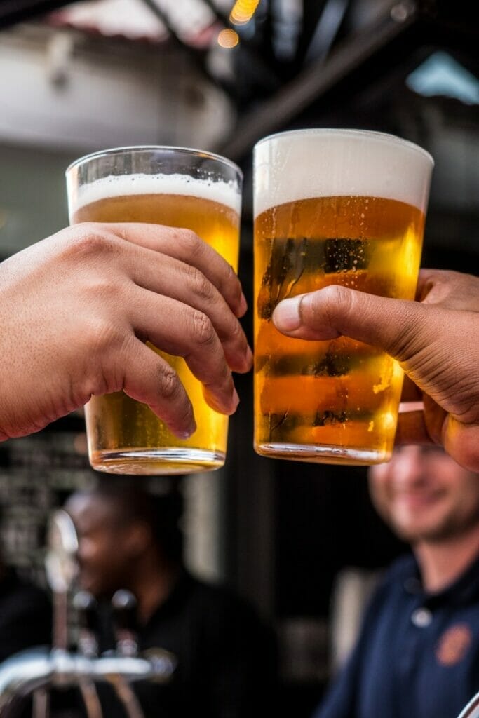 People holding beers 