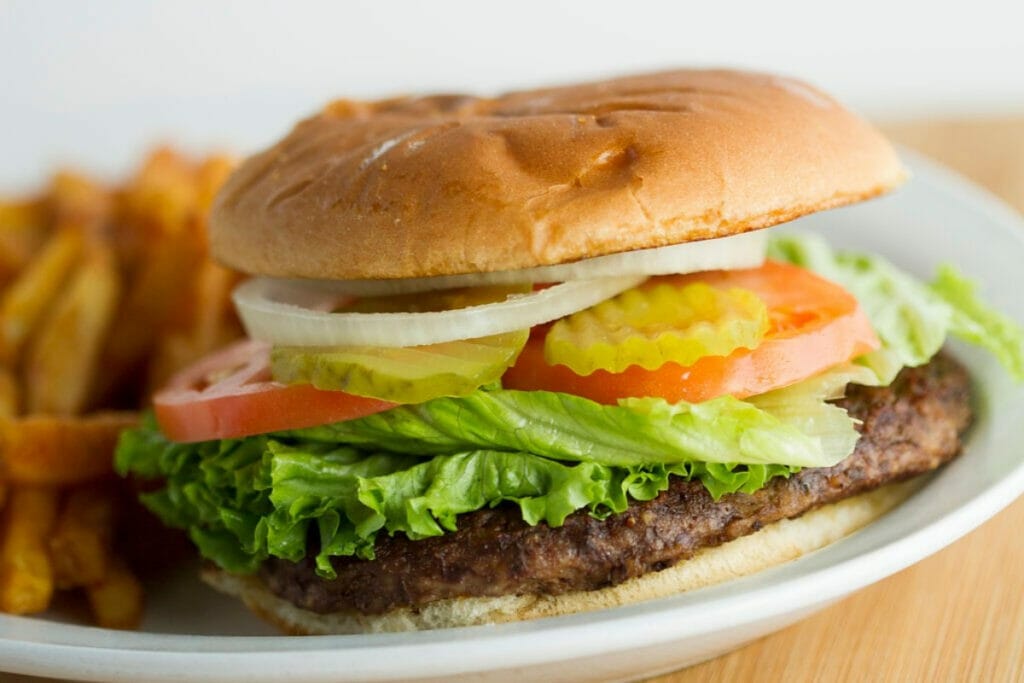 Burger from the On the River Restaurant in Freeport, Texas