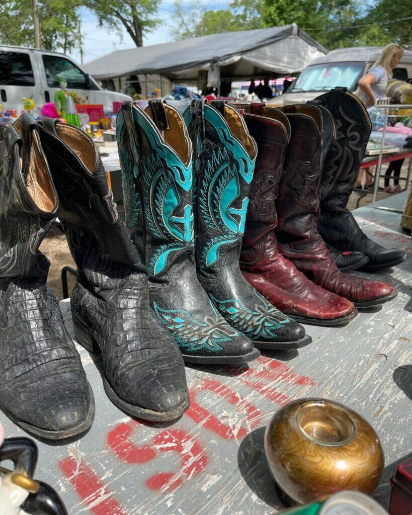 Image of aesthetically pleasing cowboy boots at the First Monday Trade Days flea market