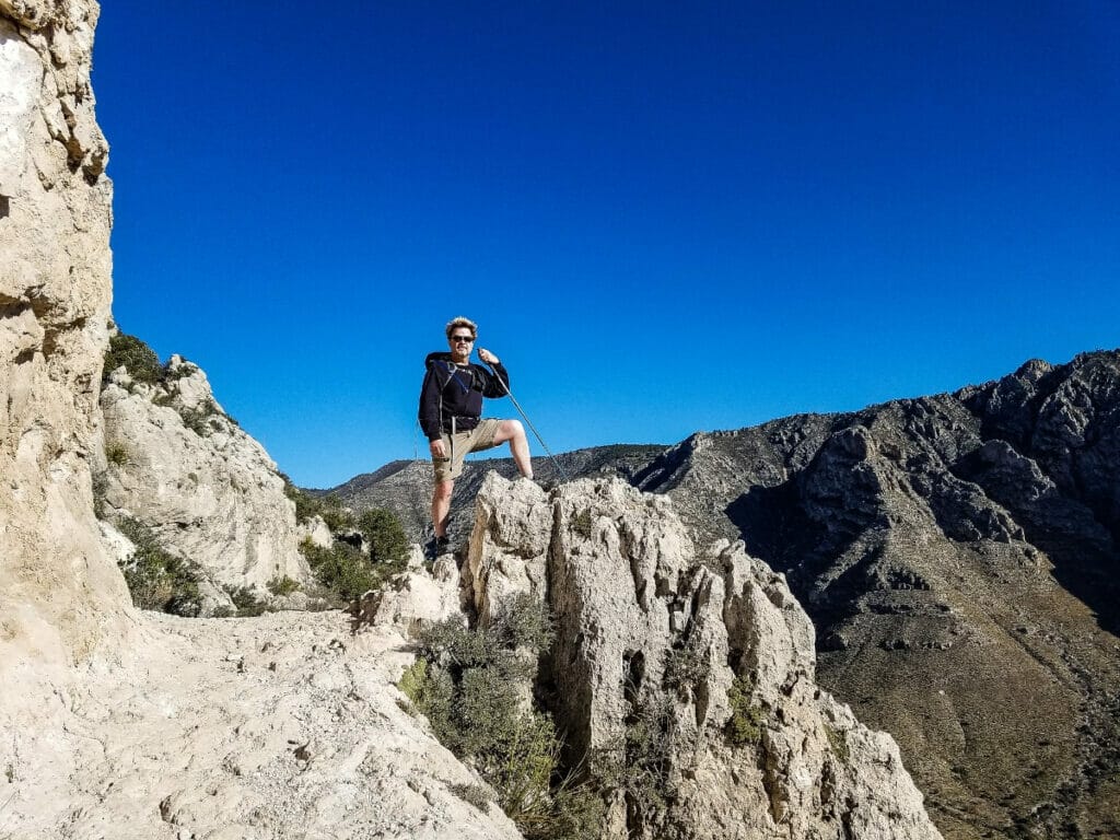 Image of a man hiking in the Guadalupe Mountains in Texas