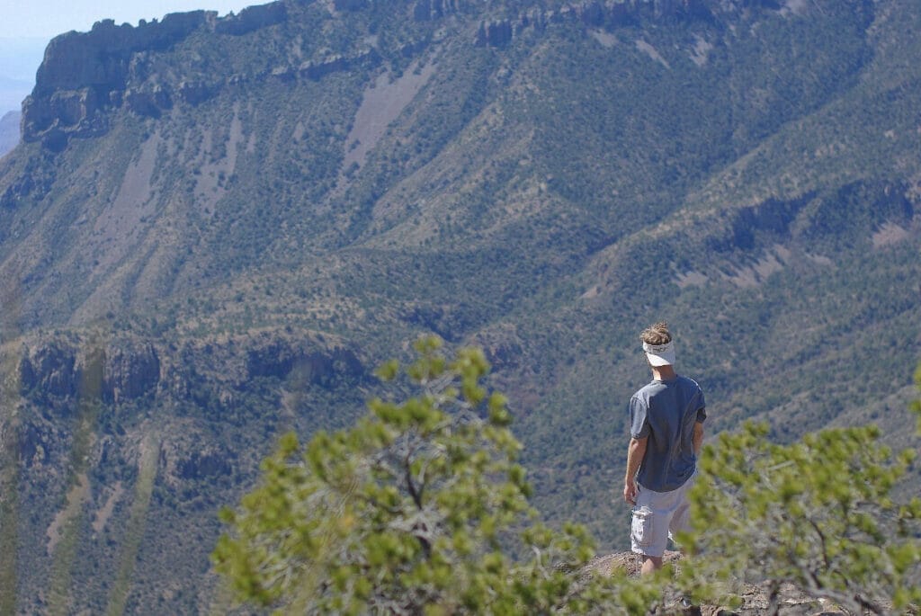 A man admiring the Lost Mine Trail in Texas