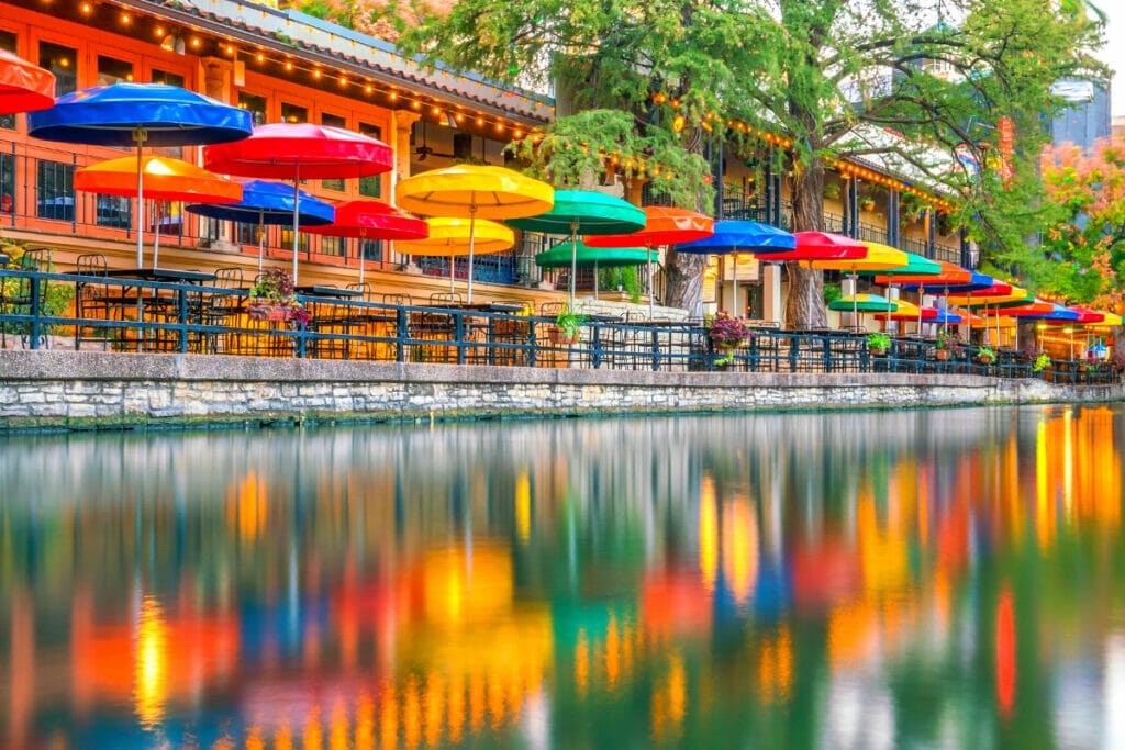 San Antonio Riverwalk umbrellas 