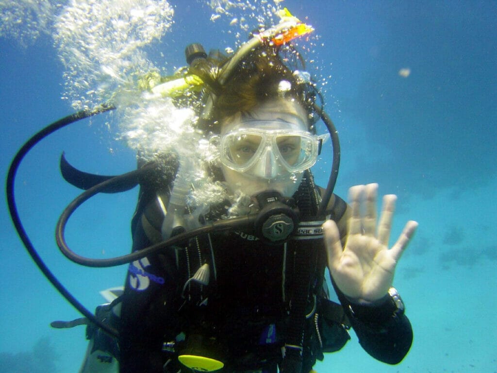 Woman scuba diving