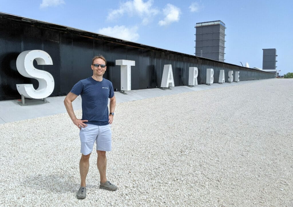 Man standing in front of Starbase