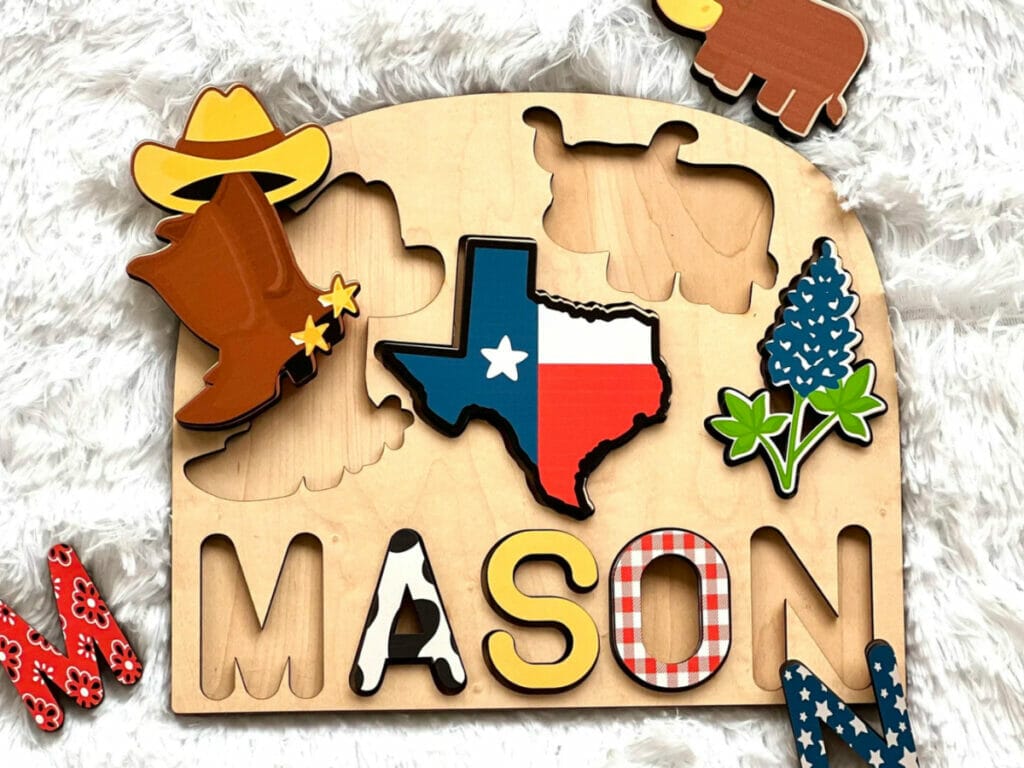 Texas puzzle game for toddlers