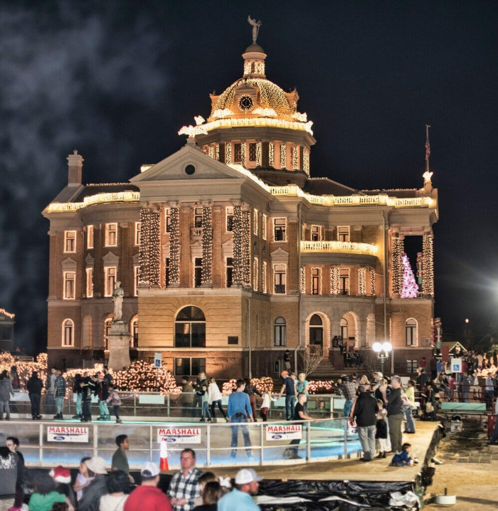 Beautiful Christmas lights display at the Wonderland of Lights event in Marshall, Texas