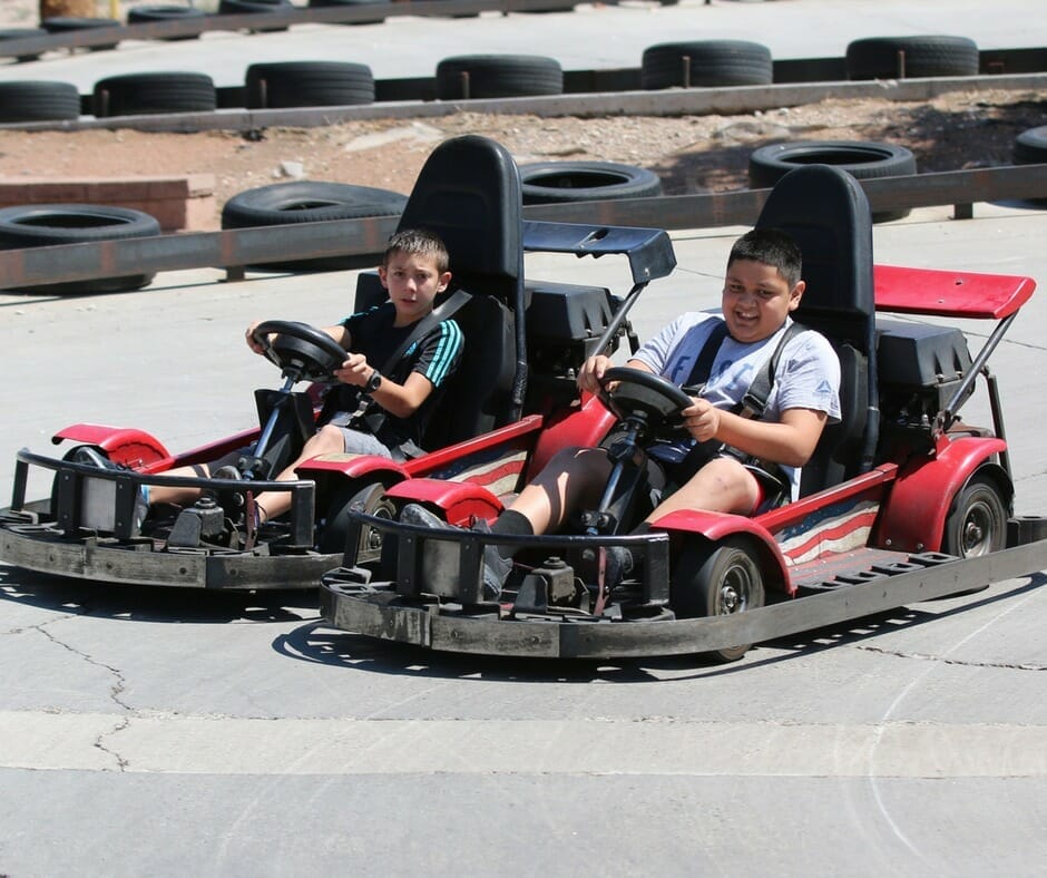 Kids go karting at the Family Fun Center 