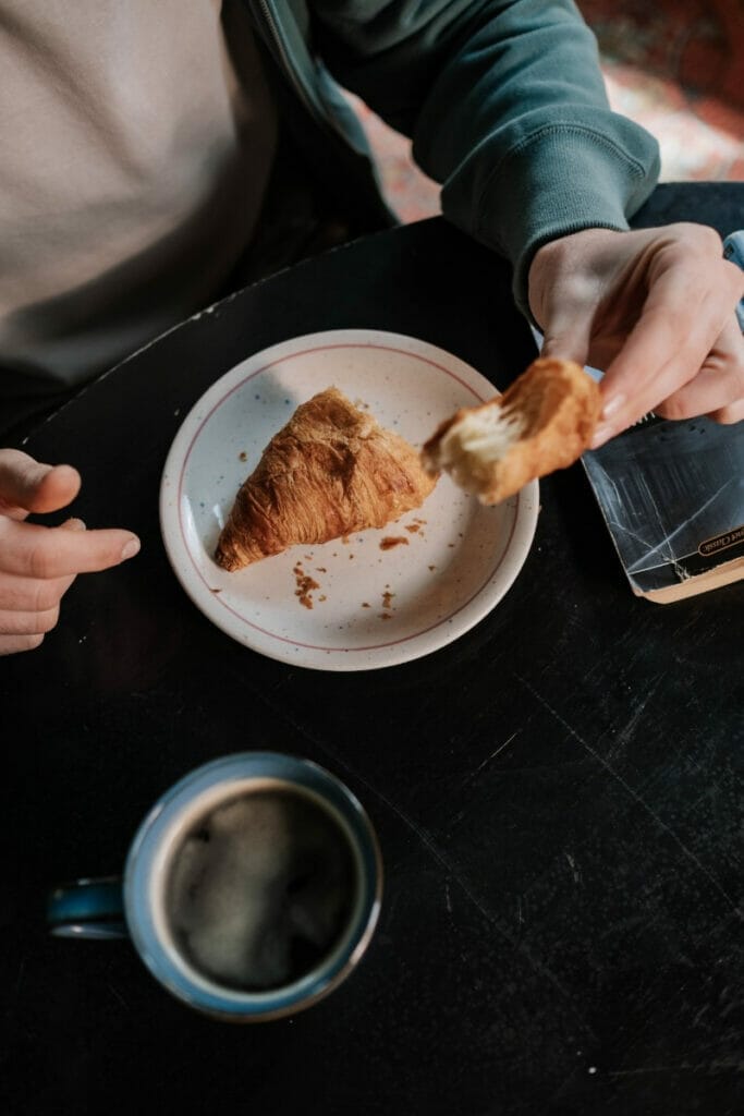 Eating a croissant