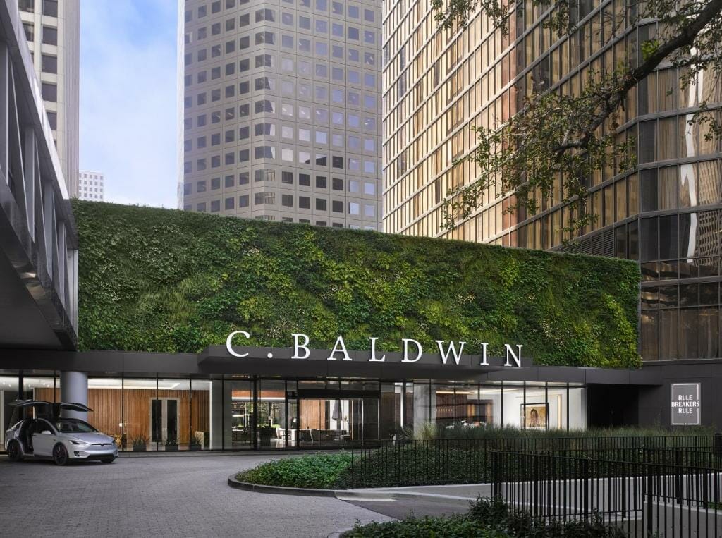 Exterior of the green moss wall at the C. Baldwin hotel 