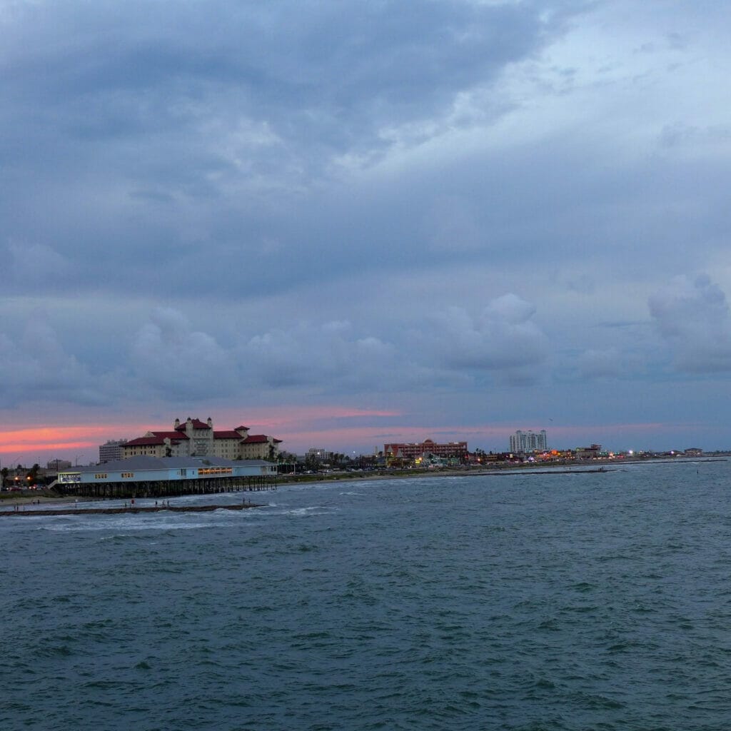 Galveston beach with hotels 