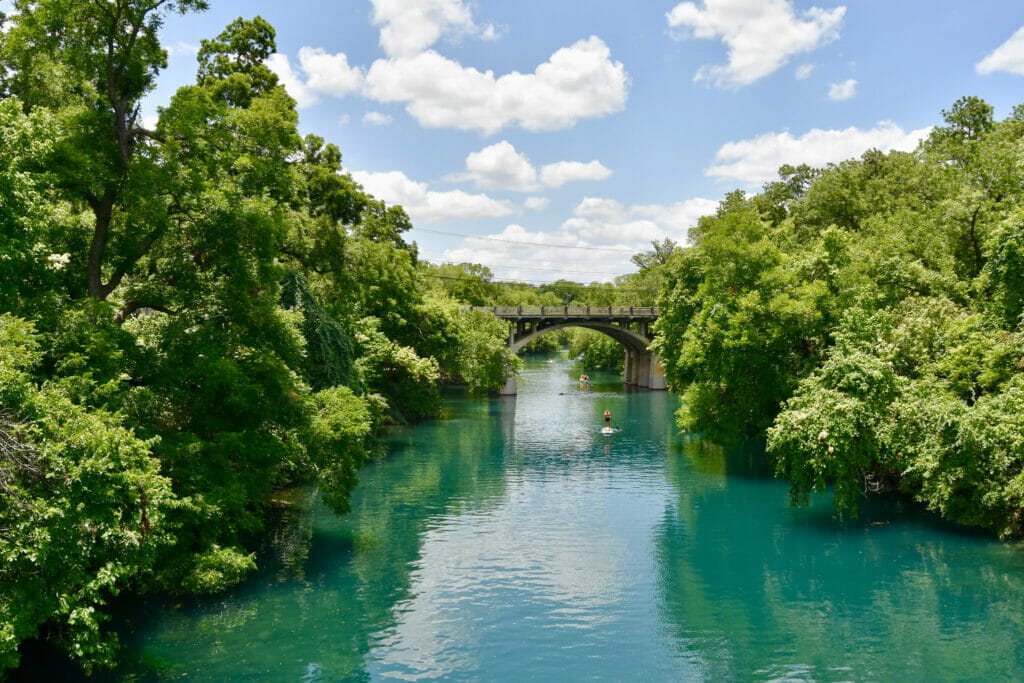 People kayaking in Lady Bird Lake