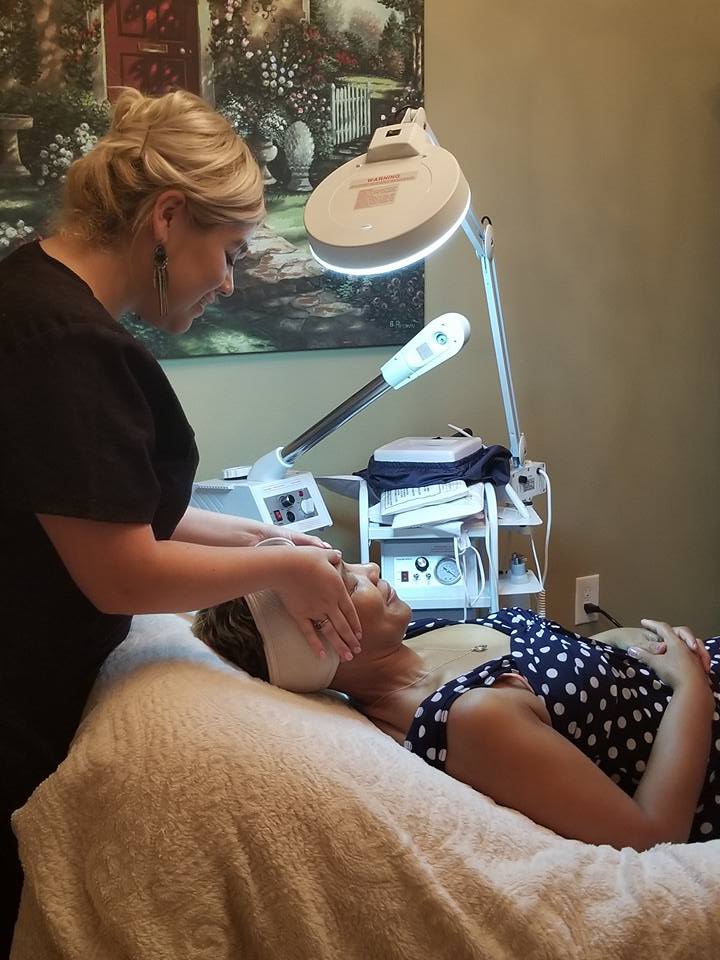 Woman getting facial at Lavish Spa 