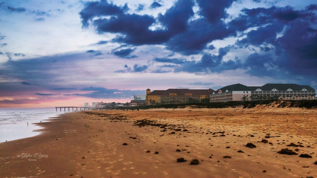 South Padre beach with beach houses 