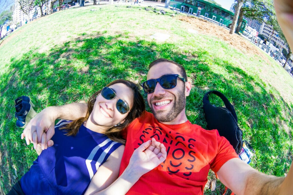 Young couple taking a selfie in Austin Texas