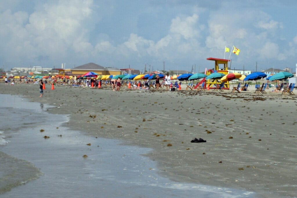 People playing at Stewart Beach in Galveston Texas