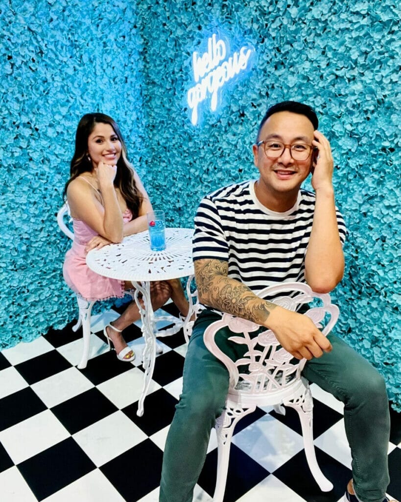 People taking a picture at the Selfie Gallery in Austin