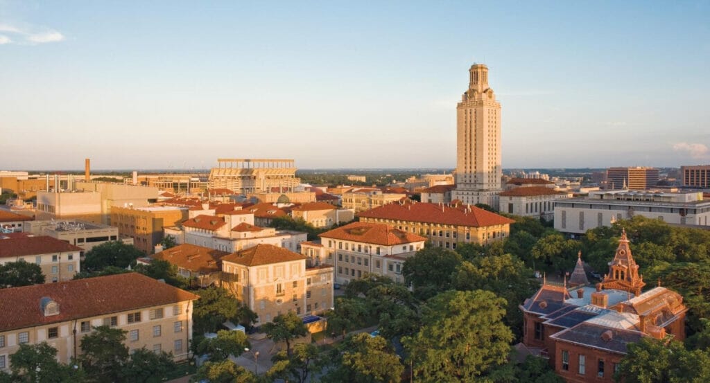 UT Tower at golden hour in Austin Texas