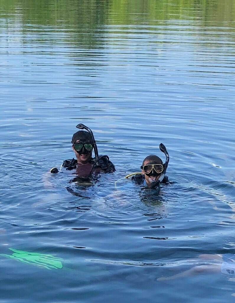 Kids diving in the Athens Scuba park in Texas