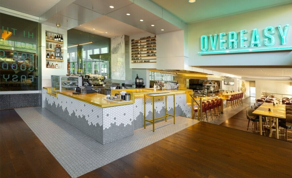Overeasy with cafe counter, which specializes in breakfast and brunch fare