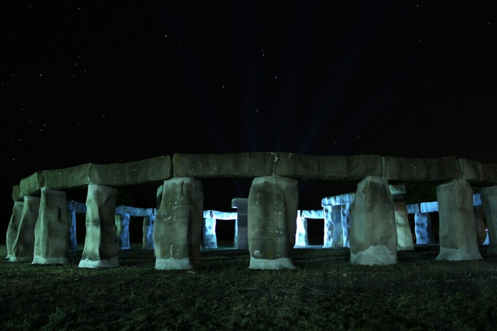 Stonehenge II at night in Texas